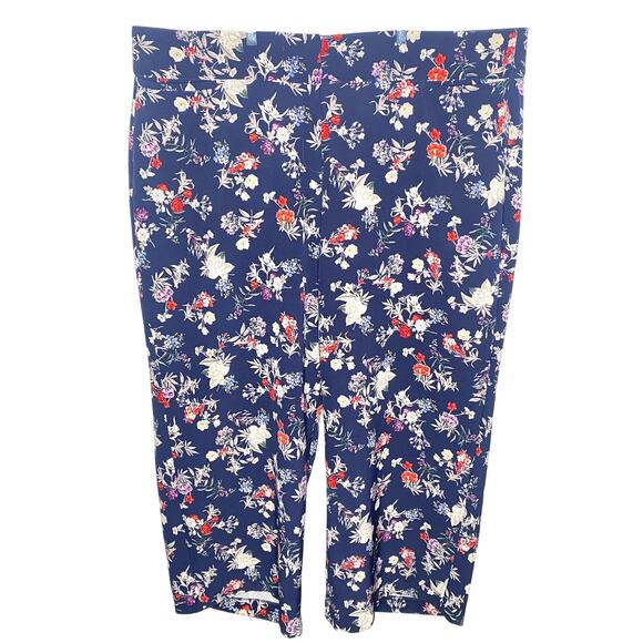 Lane Bryant "The Allie" Navy Floral Wide Leg Four Pocket Pants Size 28 - Picture 2 of 10